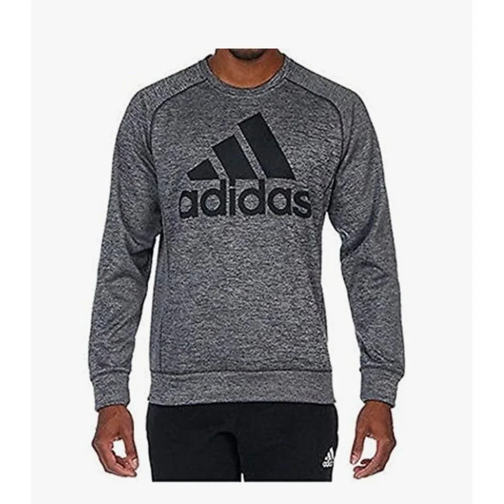 ADIDAS Gray Black Marled Print Climawarm Long Sleeve‎ Sweater Top M Pullover